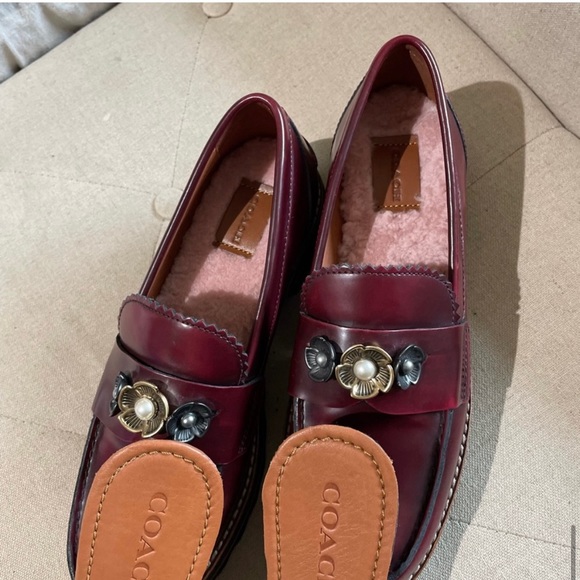 Coach Lenox Loafers tea rose size 7.5 b burgundy color - Picture 5 of 10